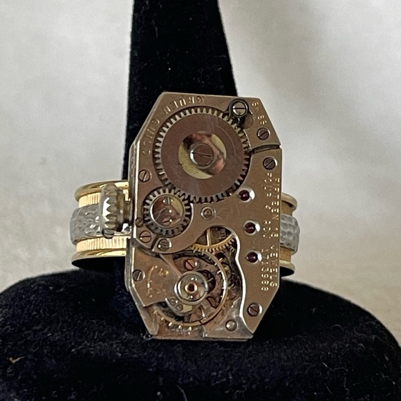 Watch Ring By Rewind stainless steel band watch Ruby steampunk burning man - Picture 9 of 10